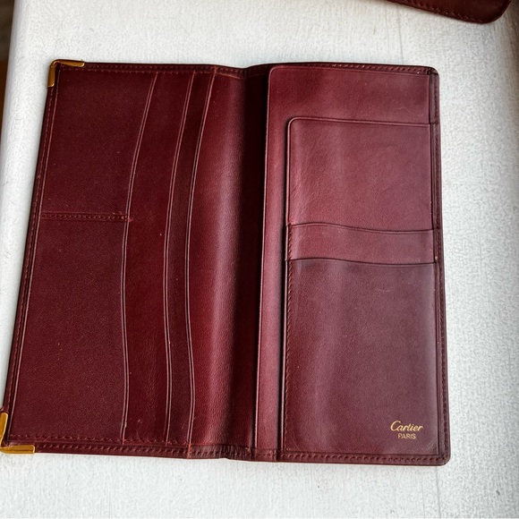 Vintage Cartier Portfolio w/ Matching Wallet, Burgundy Leather & Gold Hardware - Picture 7 of 13